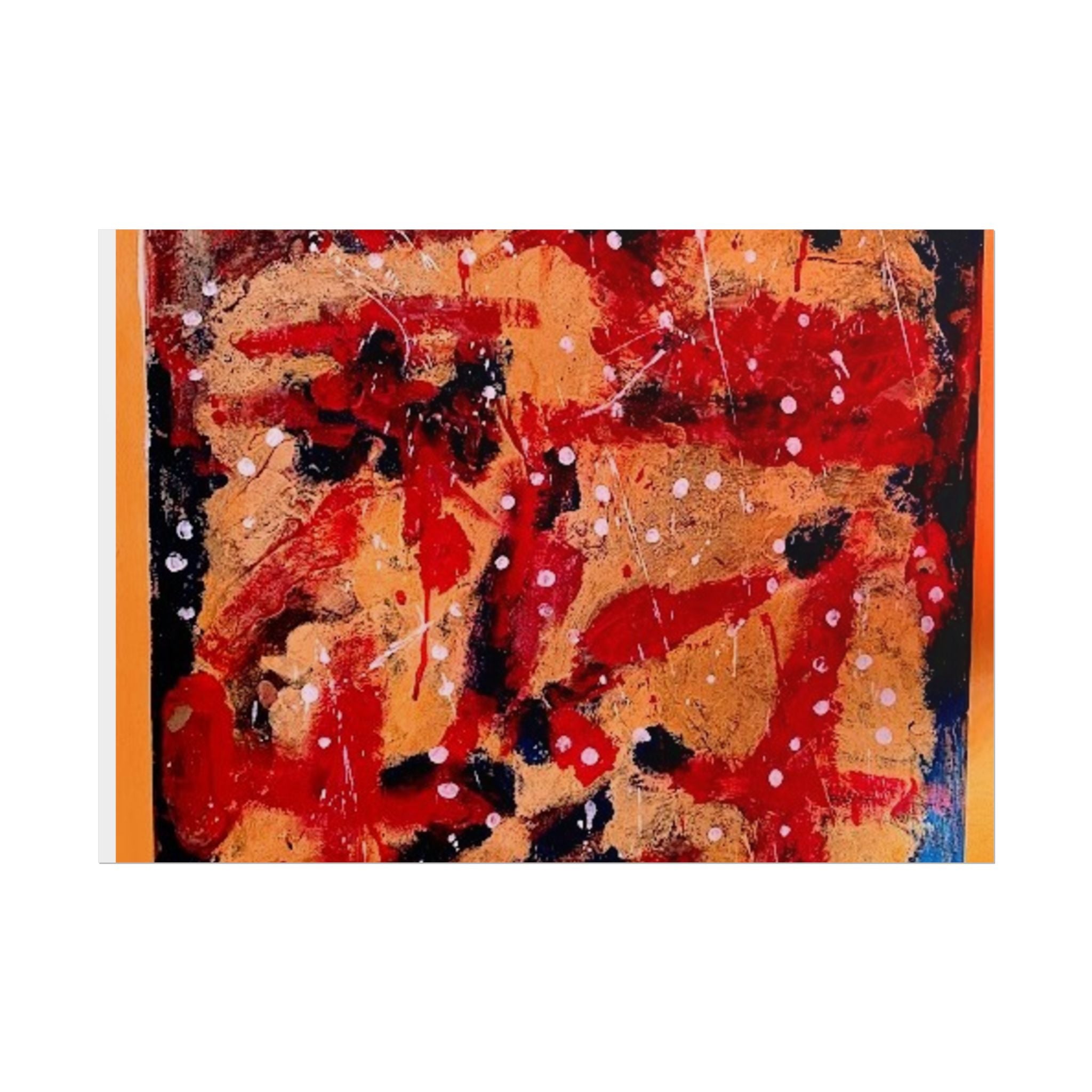 Abstract Expressionist Rolled Poster — Bold Red & Gold Modern Wall Art