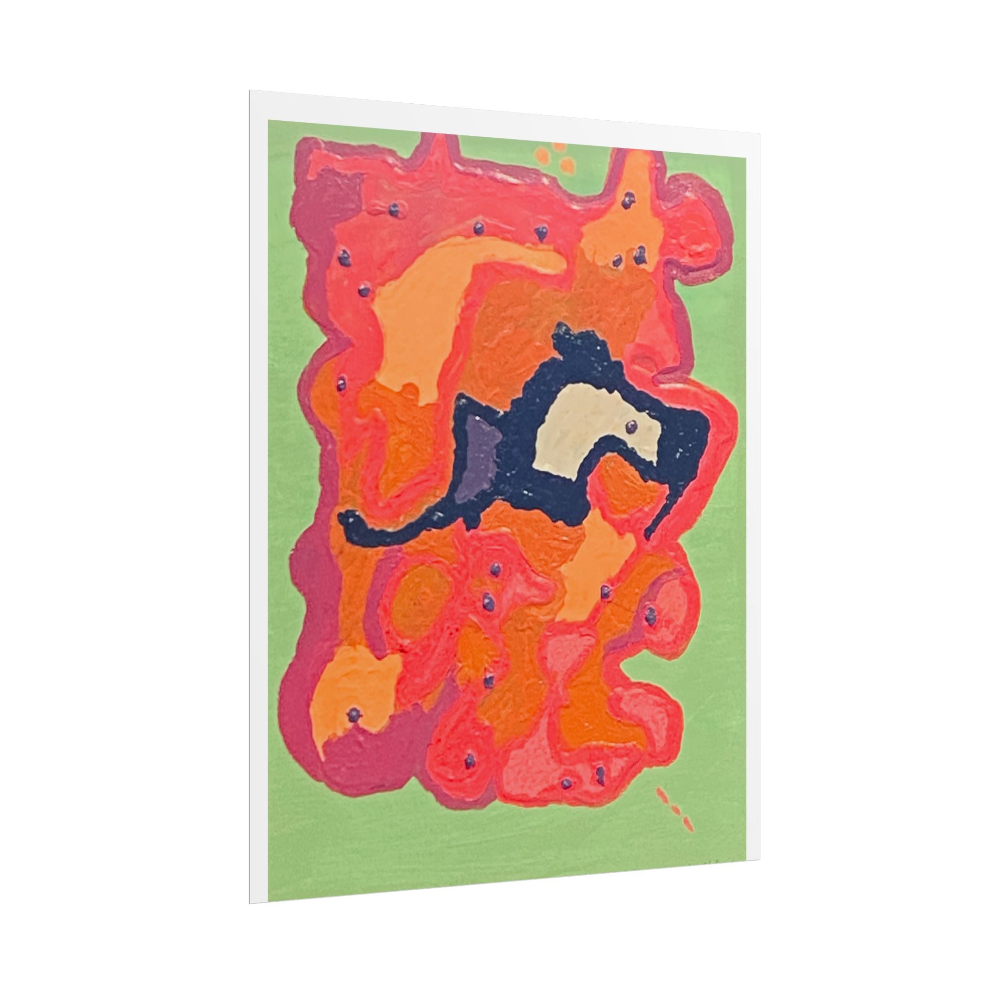 Abstract Color Field Poster — Vibrant Pink Orange Green Rolled Art Print
