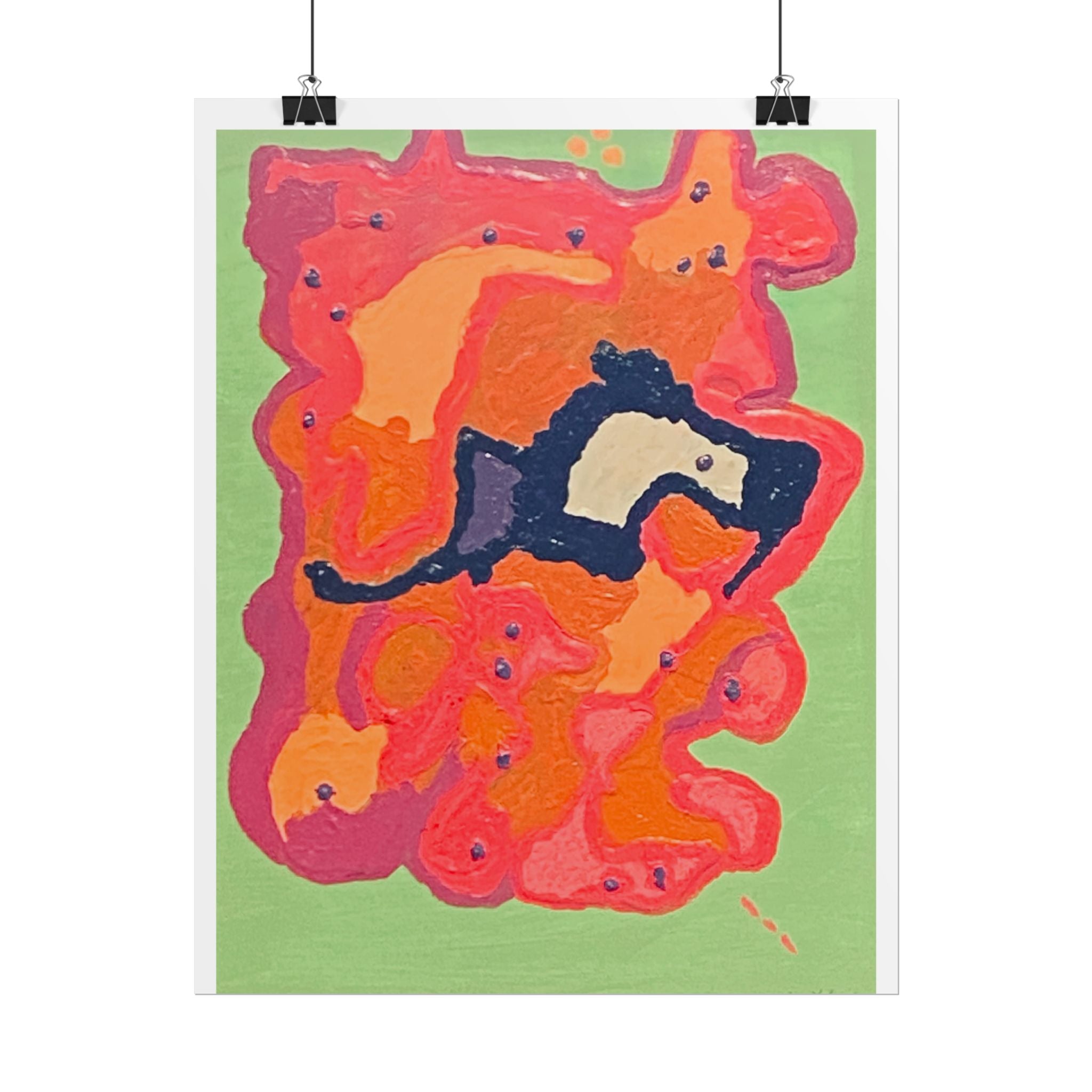 Abstract Color Field Poster — Vibrant Pink Orange Green Rolled Art Print