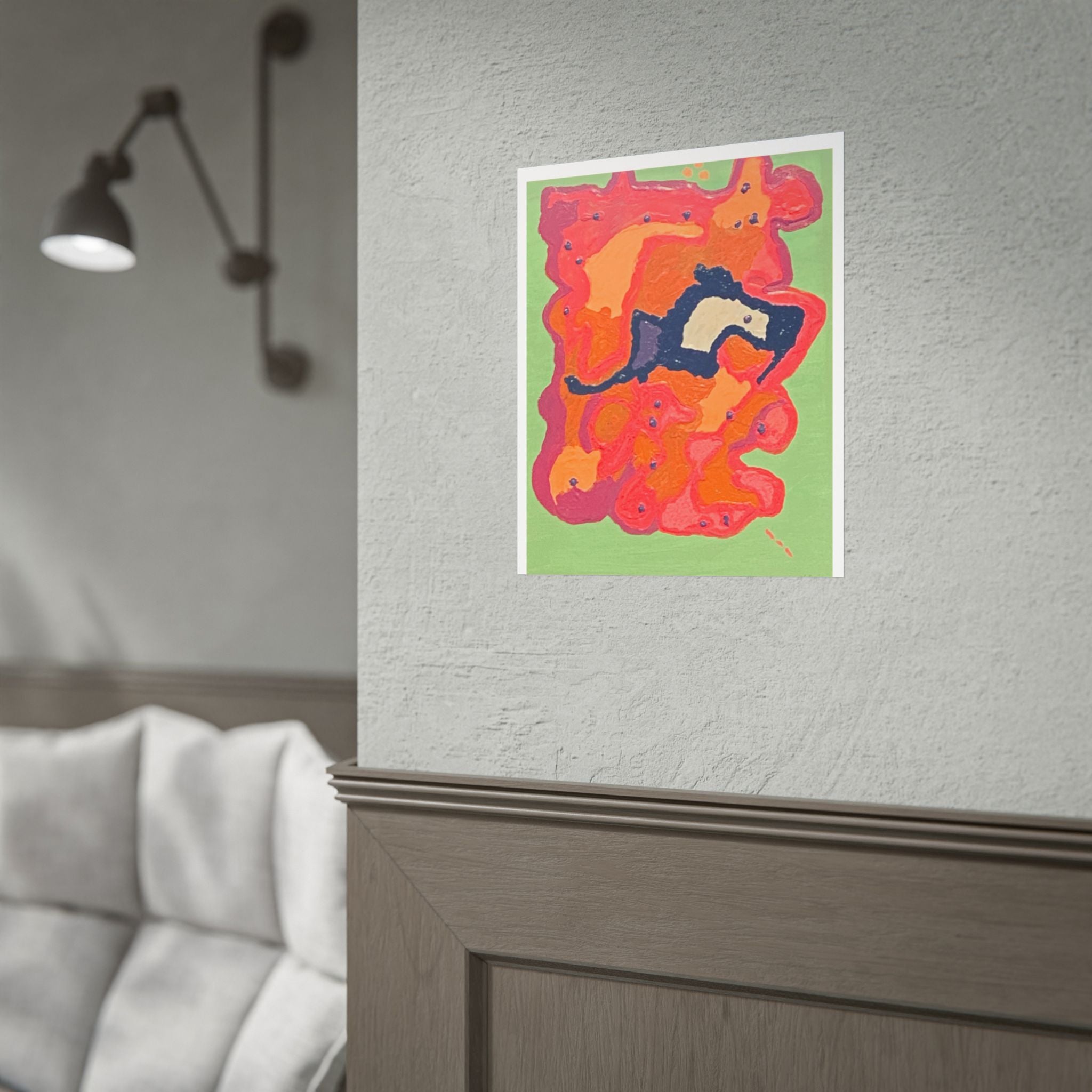 Abstract Color Field Poster — Vibrant Pink Orange Green Rolled Art Print