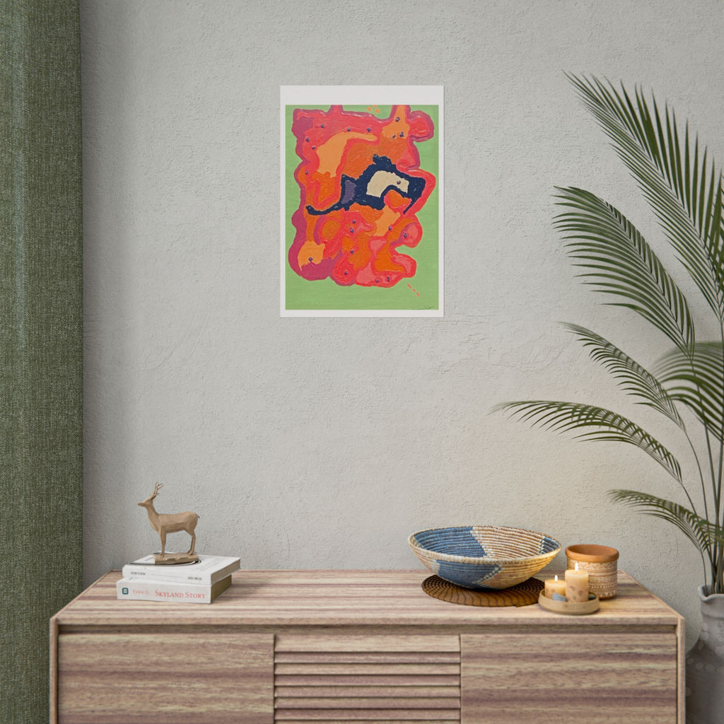 Abstract Color Field Poster — Vibrant Pink Orange Green Rolled Art Print