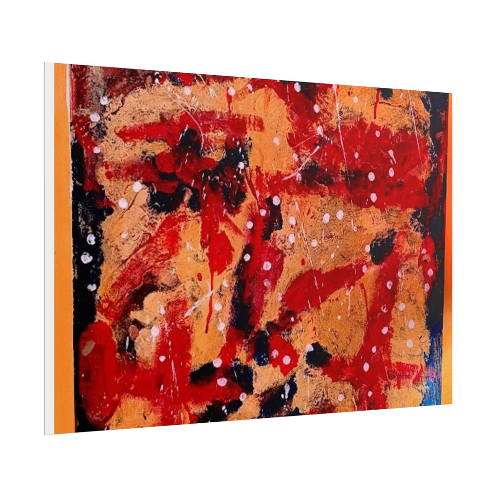 Abstract Expressionist Rolled Poster — Bold Red & Gold Modern Wall Art