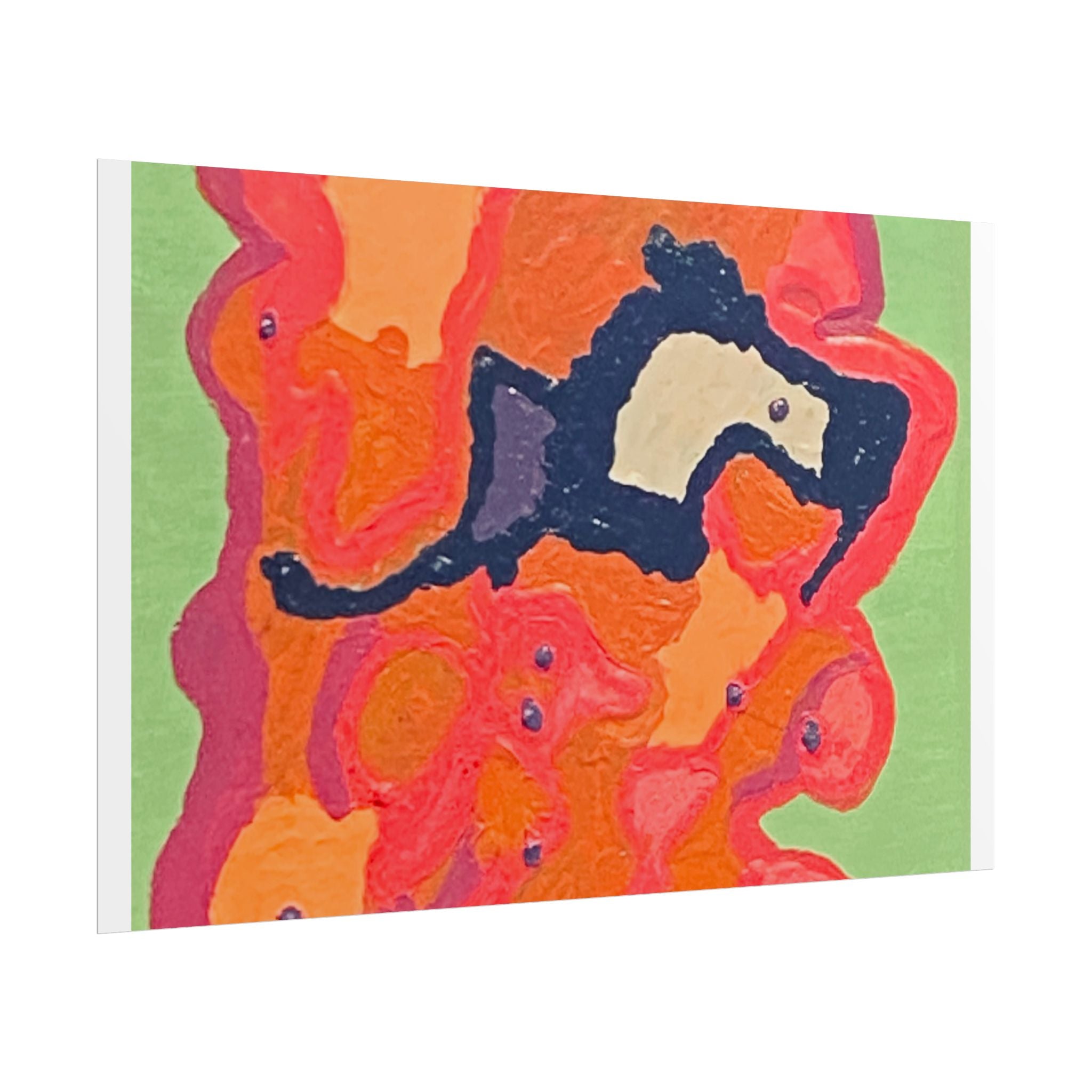 Abstract Color Field Poster — Vibrant Pink Orange Green Rolled Art Print