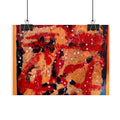 Abstract Expressionist Rolled Poster — Bold Red & Gold Modern Wall Art
