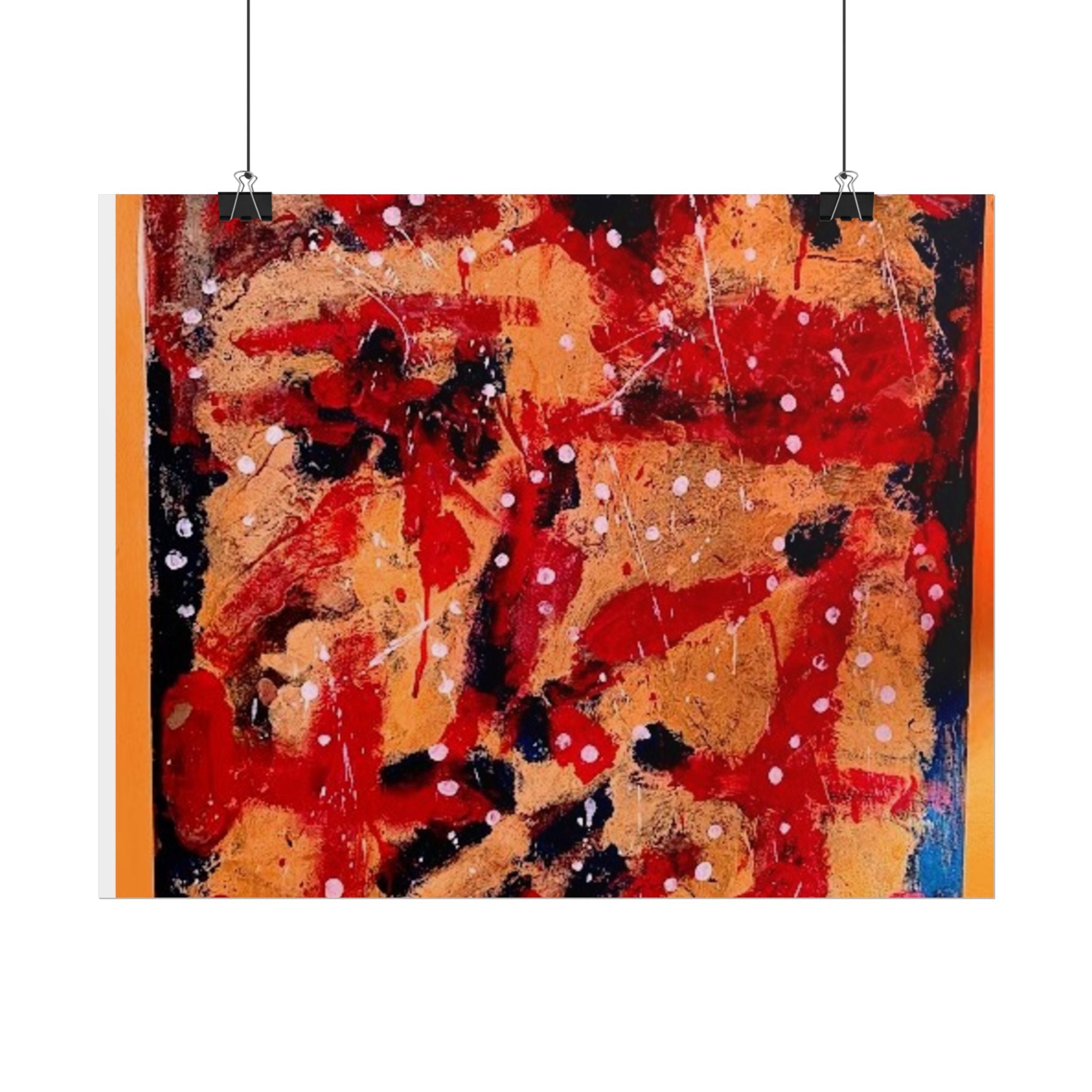 Abstract Expressionist Rolled Poster — Bold Red & Gold Modern Wall Art