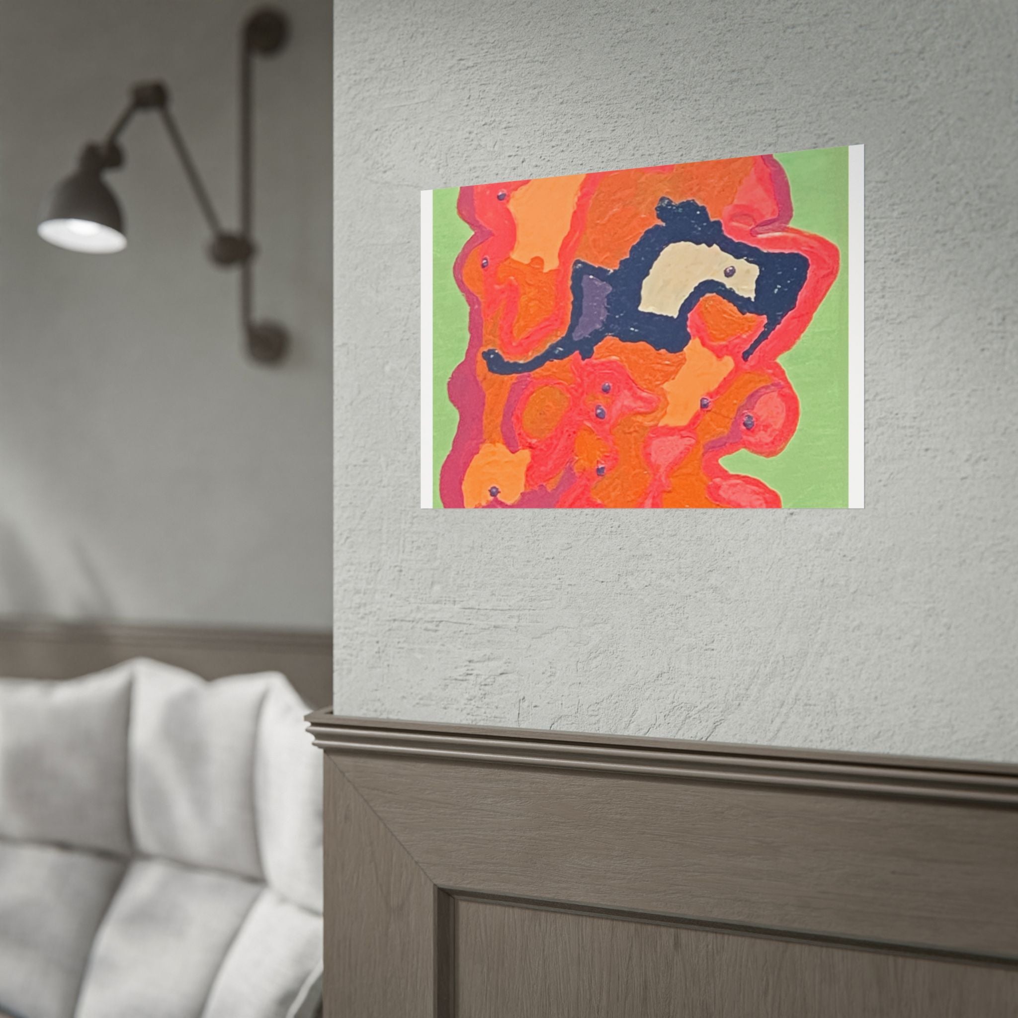 Abstract Color Field Poster — Vibrant Pink Orange Green Rolled Art Print