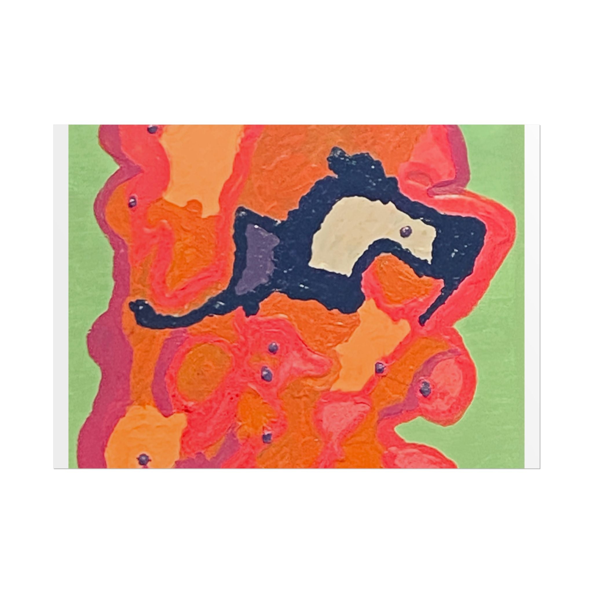 Abstract Color Field Poster — Vibrant Pink Orange Green Rolled Art Print
