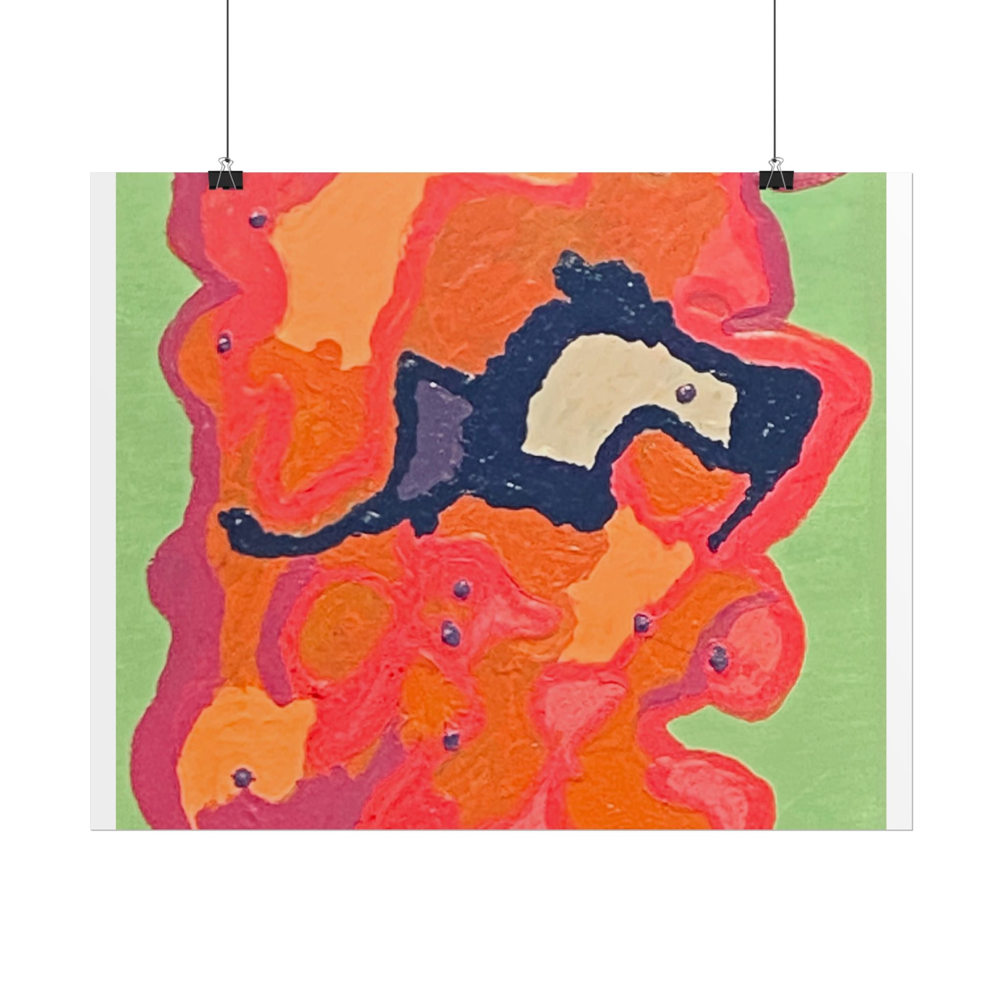 Abstract Color Field Poster — Vibrant Pink Orange Green Rolled Art Print