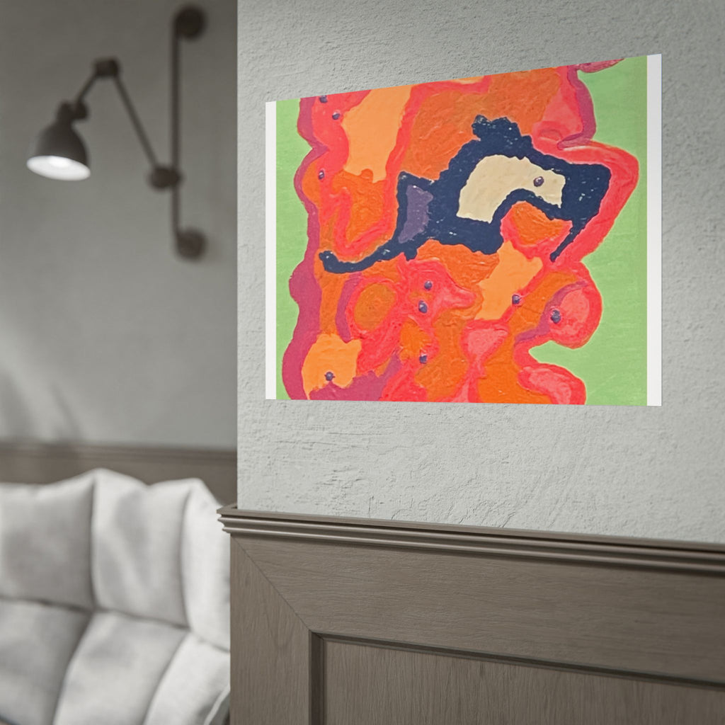 Abstract Color Field Poster — Vibrant Pink Orange Green Rolled Art Print