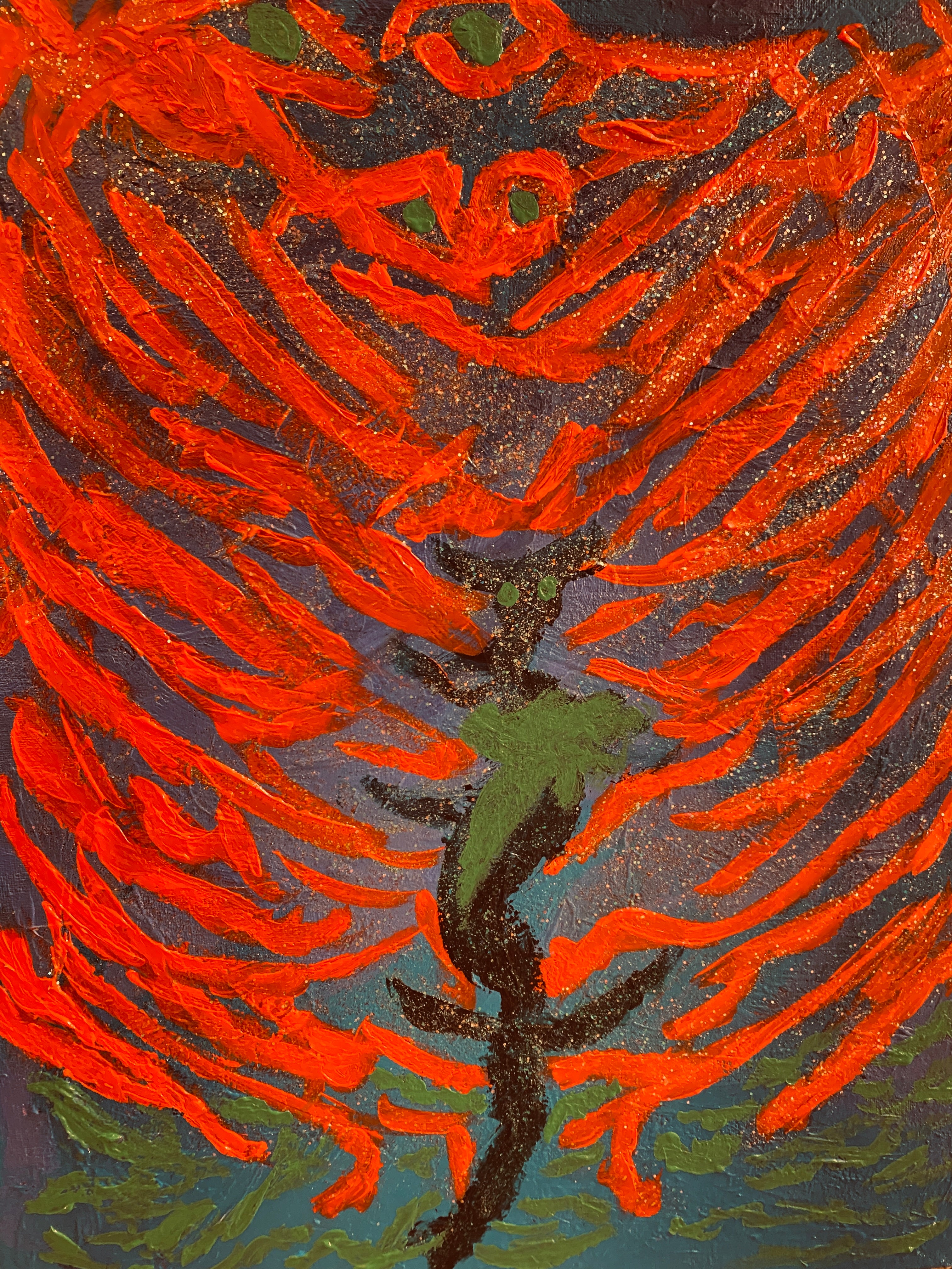 The Visitor-  original abstract art by Velma Lewis, Art Studio by Velma